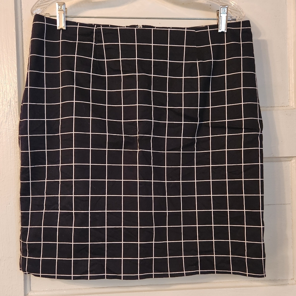 Amanda & Chelsea Mini Skirt, Black & White Checkered Plaid Sz 12 EUC Stretch